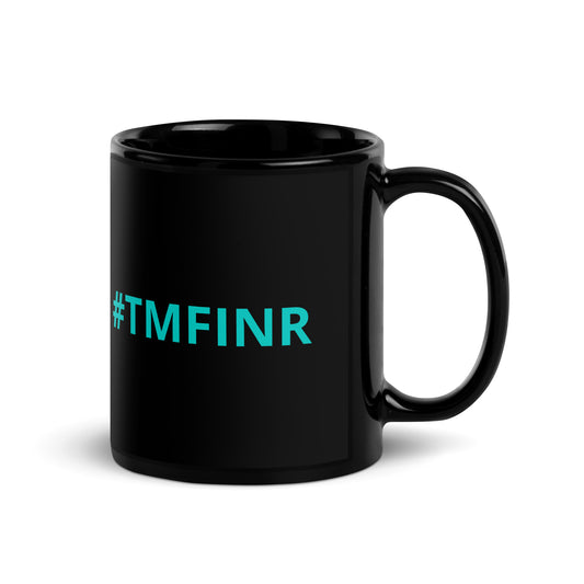 TMFINR Lady on Plane Black Glossy Mug