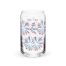 Load image into Gallery viewer, Fourth of July Fireworks Glass tumbler with optional bamboo lid and straw
