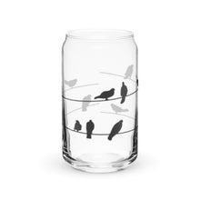 Load image into Gallery viewer, Birds on Wire Glass tumbler with optional bamboo lid and straw
