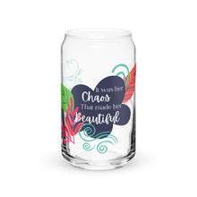 Load image into Gallery viewer, Chaos Quote Glass tumbler with optional bamboo lid and straw
