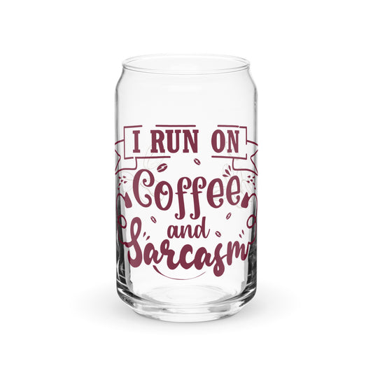 Coffee and Sarcasm Glass tumbler with optional bamboo lid and straw