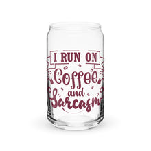 Load image into Gallery viewer, Coffee and Sarcasm Glass tumbler with optional bamboo lid and straw
