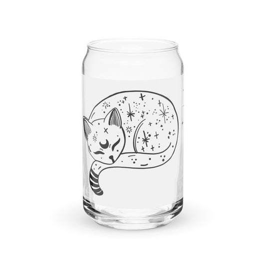 Moon Cat Glass tumbler with optional bamboo lid and straw