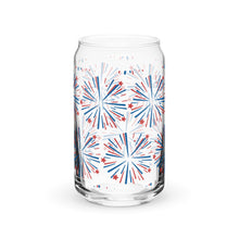 Load image into Gallery viewer, Fourth of July Fireworks Glass tumbler with optional bamboo lid and straw
