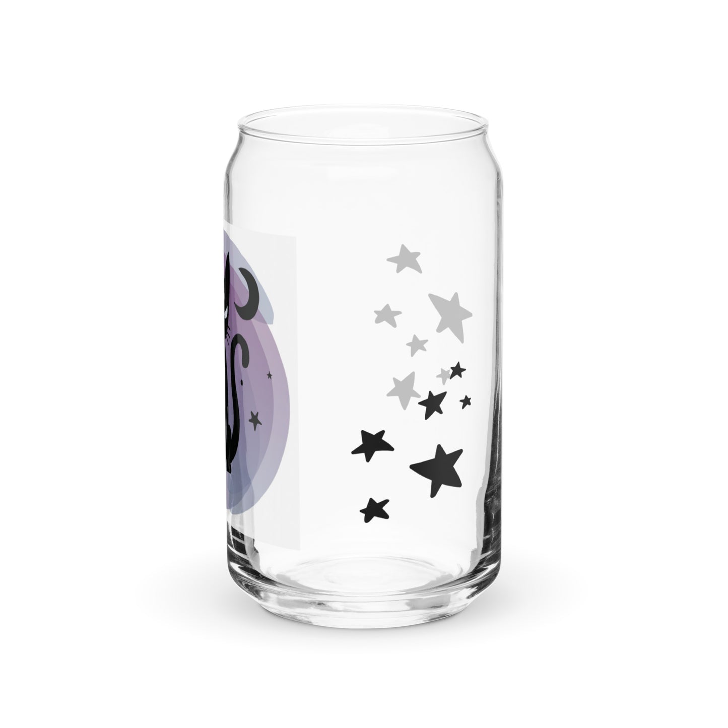 Celestial Cat Glass tumbler with optional bamboo lid and straw