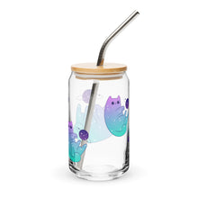 Load image into Gallery viewer, Cosmic Kitty Glass tumbler with optional bamboo lid and straw
