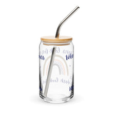 Load image into Gallery viewer, When it Rains Quote Glass tumbler with optional bamboo lid and straw
