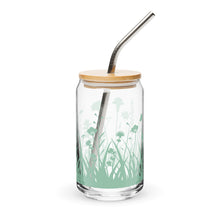 Load image into Gallery viewer, Meadow Flowers Glass tumbler with optional bamboo lid and straw
