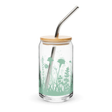 Load image into Gallery viewer, Meadow Flowers Glass tumbler with optional bamboo lid and straw
