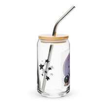 Load image into Gallery viewer, Celestial Cat Glass tumbler with optional bamboo lid and straw
