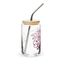 Load image into Gallery viewer, Coffee and Sarcasm Glass tumbler with optional bamboo lid and straw
