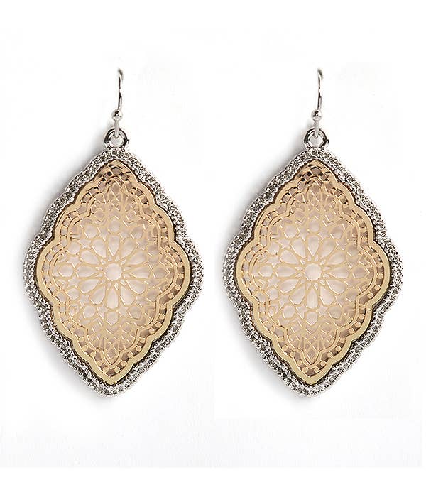 Two-tone metal filigree earrings