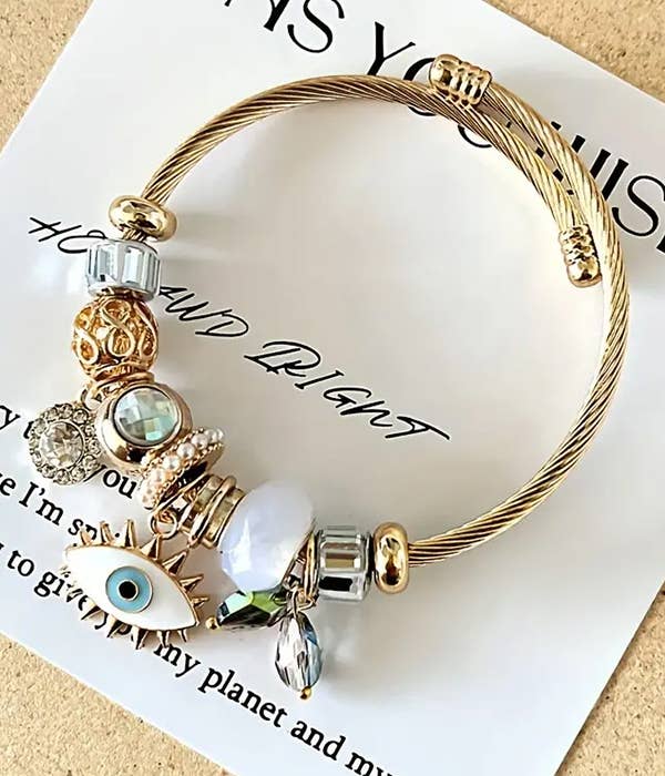 Evil Eye Gold Charm Bracelet
