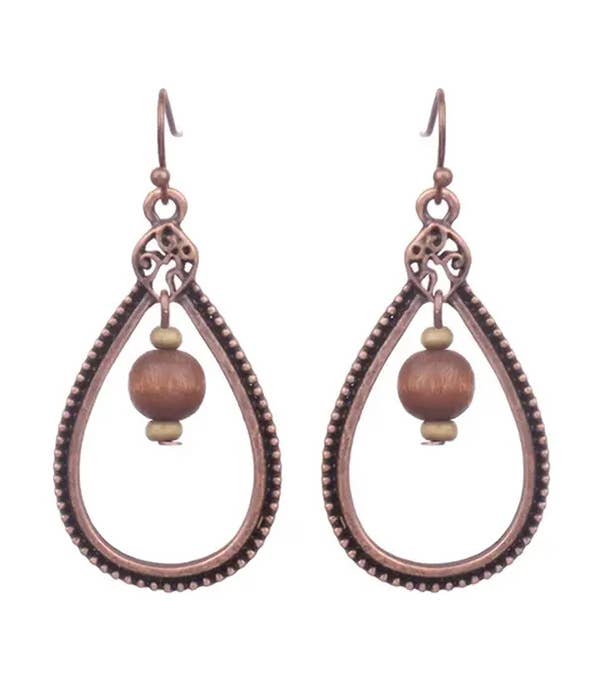 Vintage Teardrop Earrings in Copper