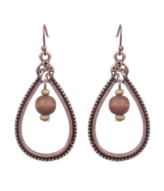 Vintage Teardrop Earrings in Copper - Stardust & Moonstone