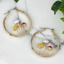 Load image into Gallery viewer, Mushroom Party Gold Hoop Earrings
