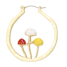 Load image into Gallery viewer, Mushroom Party Gold Hoop Earrings
