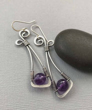 Load image into Gallery viewer, Boho Silver &amp; Purple Amethyst Earrings
