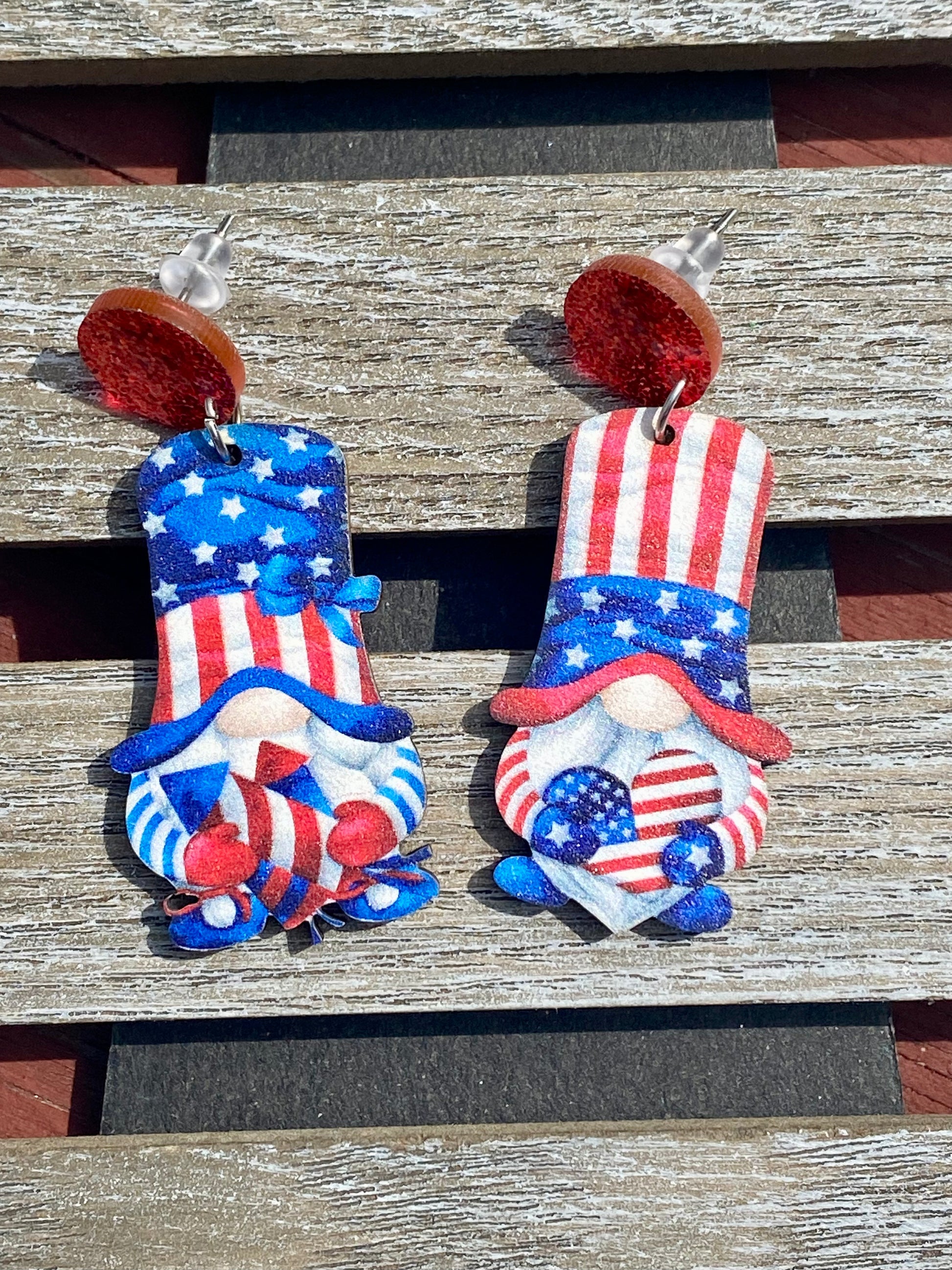 Assorted Patriotic Wooden Earrings - Stardust & Moonstone