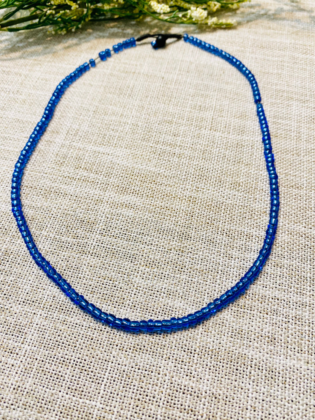 Blue Beaded Choker Necklace