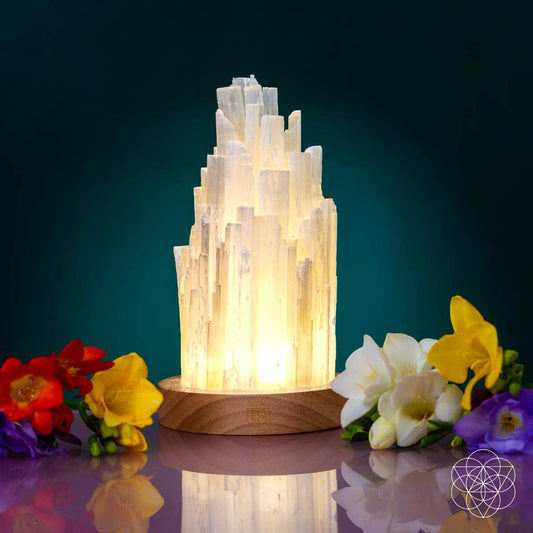 The Cleanse-All Selenite Lamp - 2 Pounds of Healing Power - Stardust & Moonstone