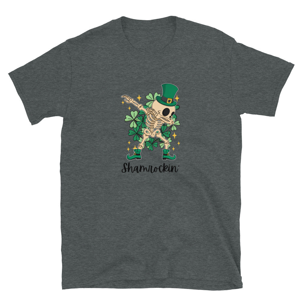 Shamrockin Skeleton St Patrick’s Short-Sleeve Unisex T-Shirt