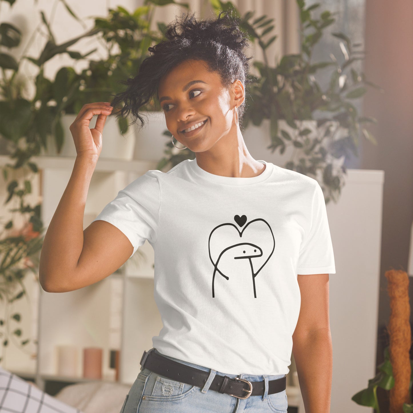 Stick Man Heart Gesture Short-Sleeve Unisex Valentines Love T-Shirt - Stardust & Moonstone
