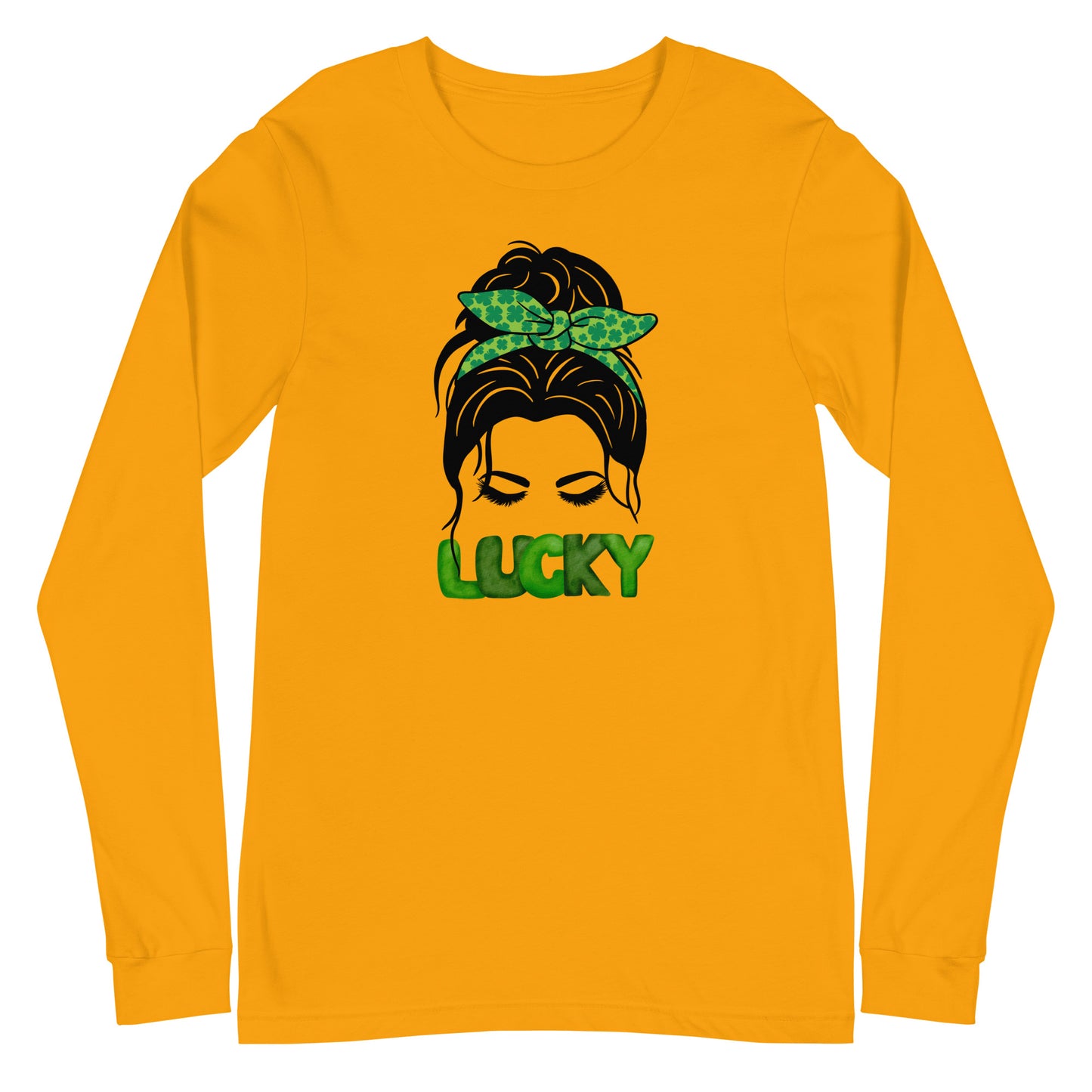 Lucky Lady with Bow Shamrock Unisex Long Sleeve Tee St Patrick’s Day - Stardust & Moonstone