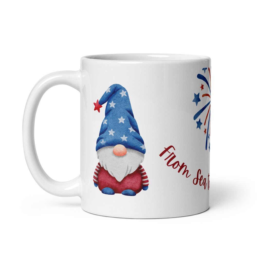 Patriotic Gnome White glossy mug