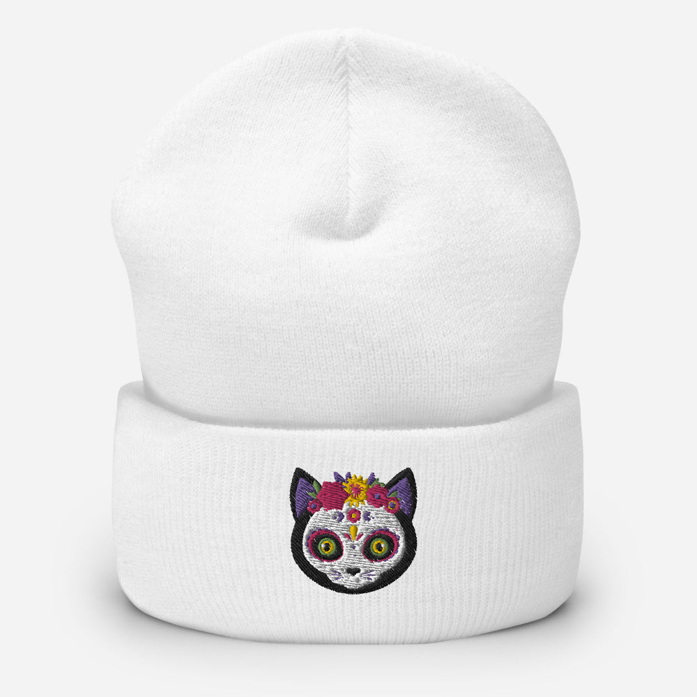 Skull Kitty Cuffed Beanie - Stardust & Moonstone