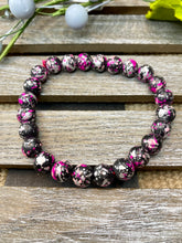Load image into Gallery viewer, Marbled Pink Bead Bracelet - Stardust &amp; Moonstone
