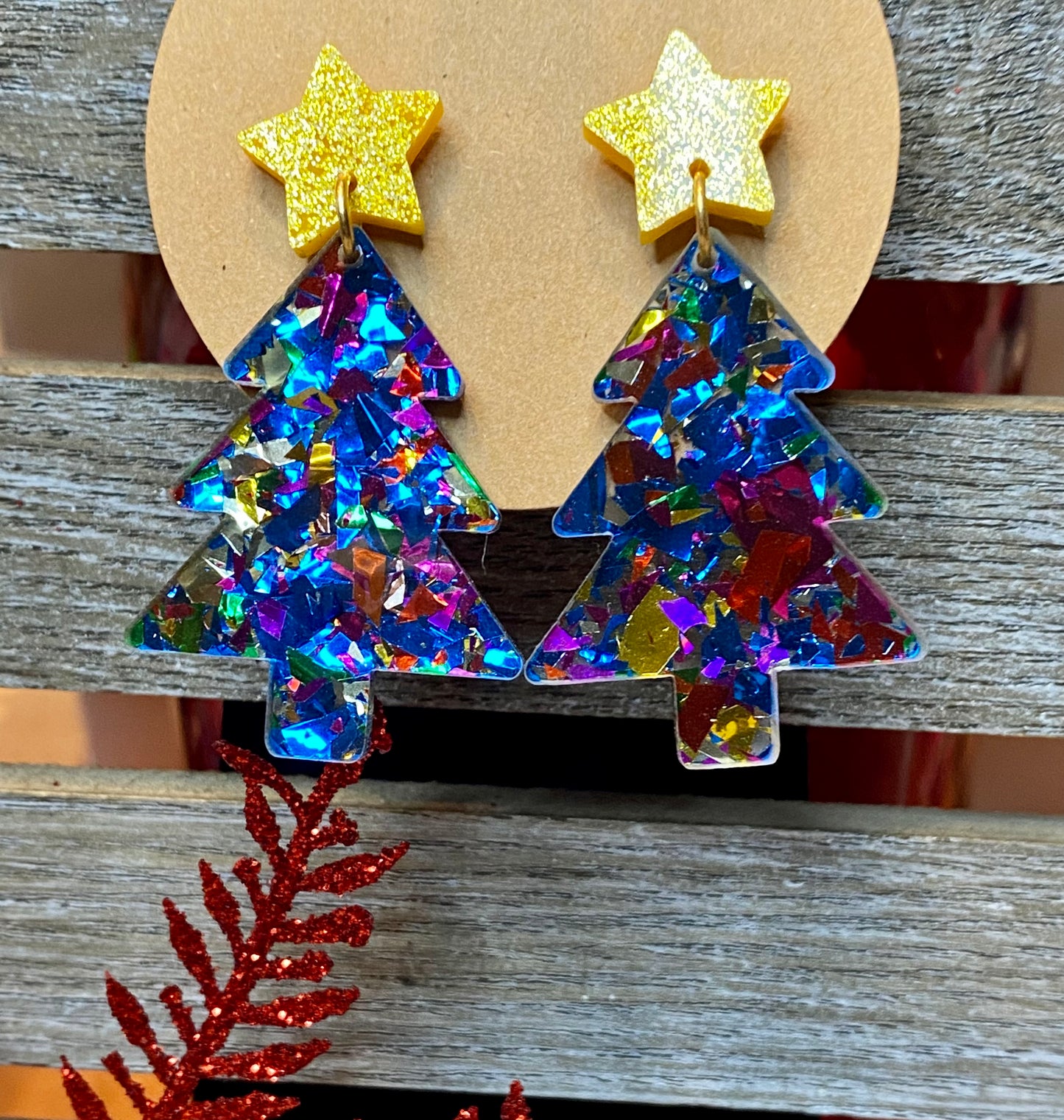 Colorful Acrylic Christmas Tree Earrings
