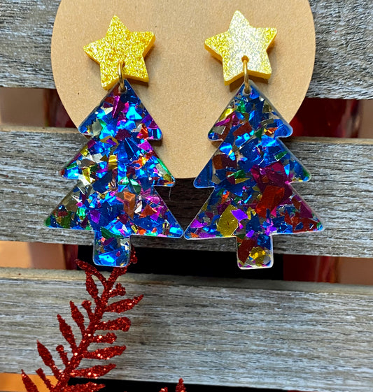Colorful Acrylic Christmas Tree Earrings