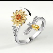 Load image into Gallery viewer, Bee &amp; Sunflower Fidget Spinner Adjustable Ring
