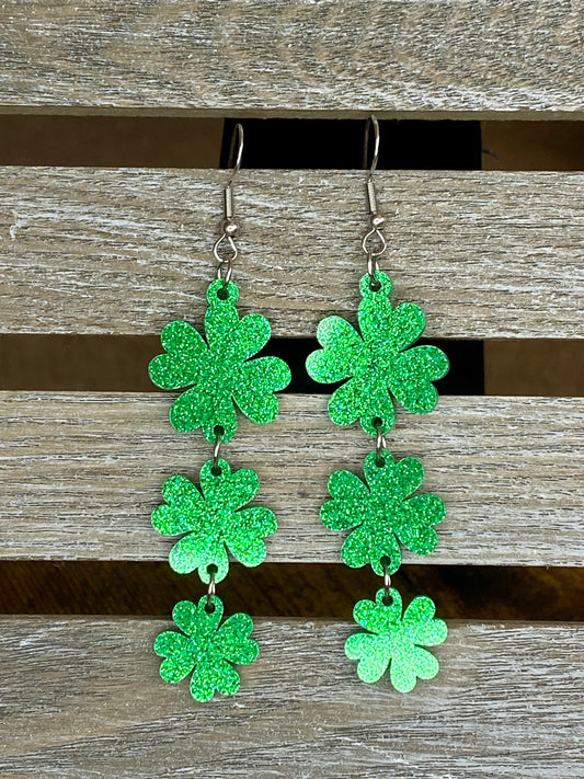 Shamrock Dangle Earrings - Stardust & Moonstone
