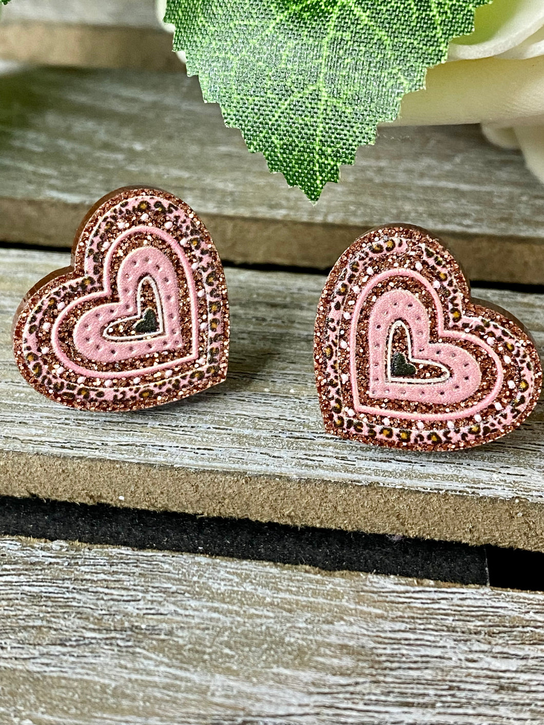 Sparkle Heart Acrylic Earrings