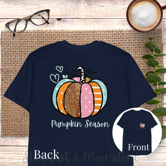 Colorful Pumpkin Back Print Short-Sleeve Unisex T-Shirt