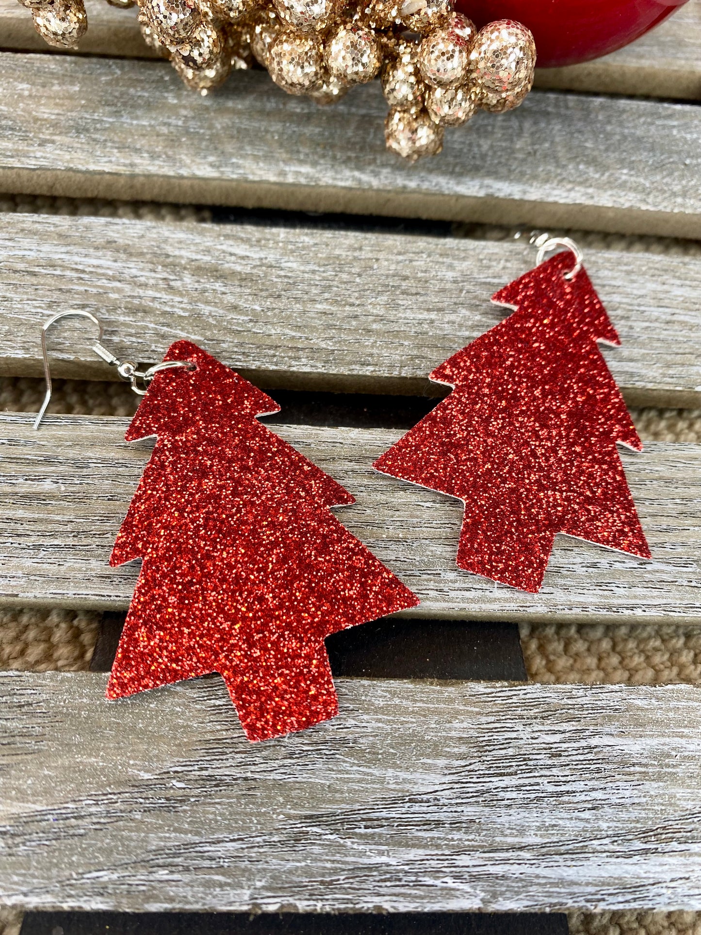 Glitter Christmas Tree Earrings - Stardust & Moonstone