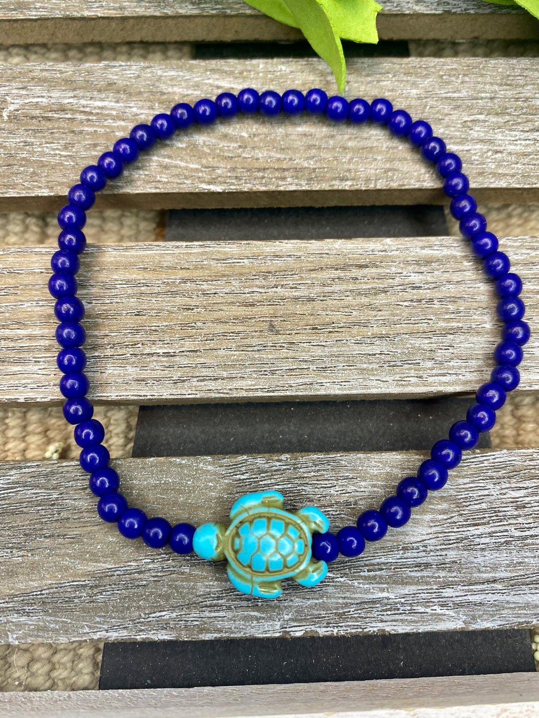 Turtle Bead Stretch Anklet