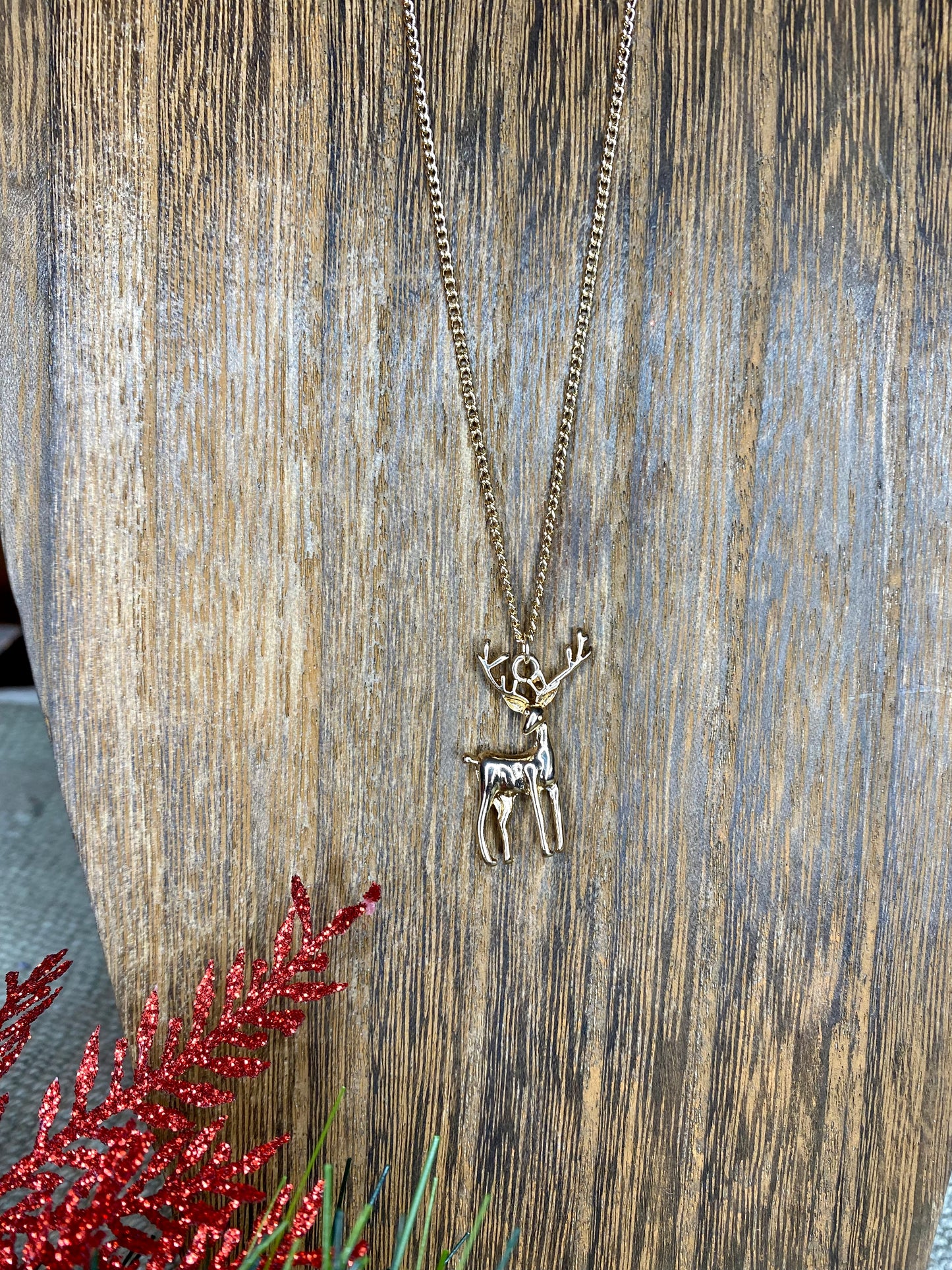 Golden Reindeer Long Necklace