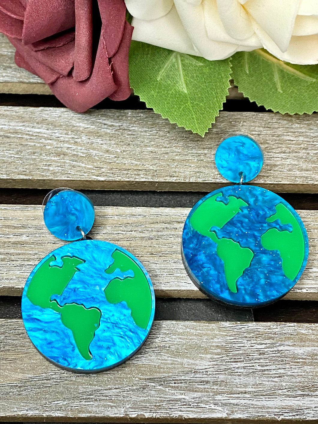Globe/Earth Acrylic Earrings