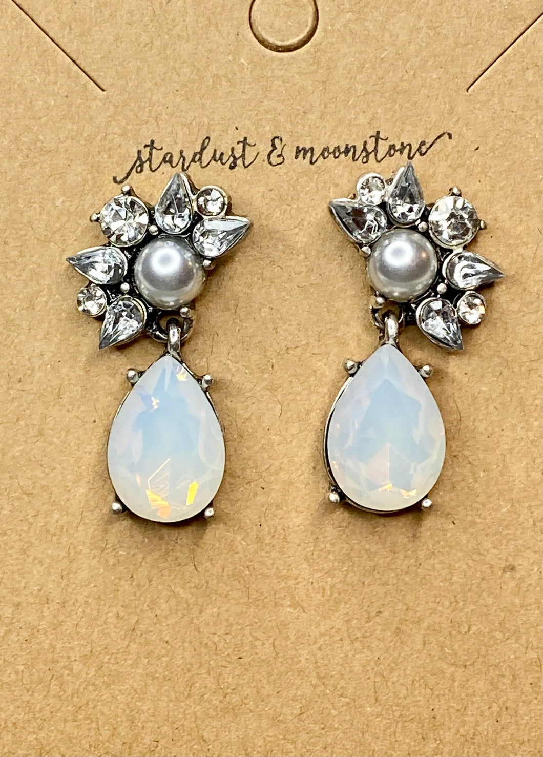 Pearl & Crystal Earrings - Stardust & Moonstone