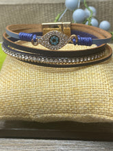 Load image into Gallery viewer, Evil Eye Leather Bracelet Wrap
