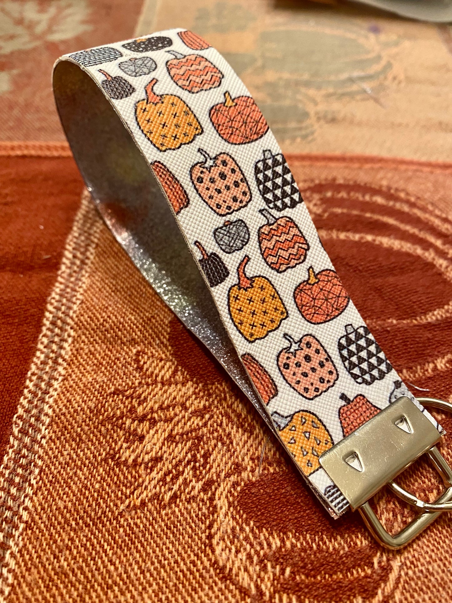 Pumpkin Leather Keychain Wristlet