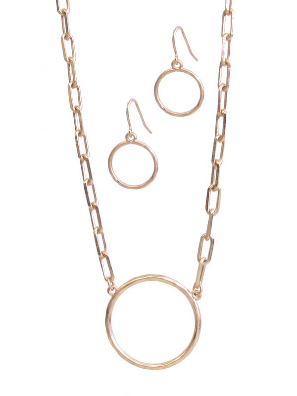 Gold Circle Pendant Necklace Set - Stardust & Moonstone