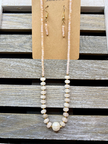 Pink Bead & Pearl Necklace Set - Stardust & Moonstone