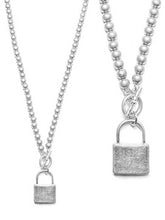 Load image into Gallery viewer, Silver Lock Toggle Necklace - Stardust &amp; Moonstone
