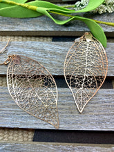 Load image into Gallery viewer, Rose Gold Wired Leaf Earrings - Stardust &amp; Moonstone
