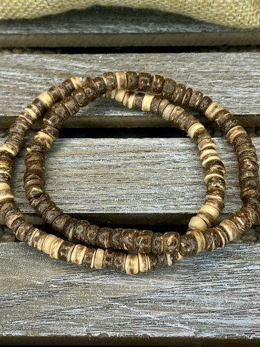 Wooden Bead Stretch Bracelets - Set of 2 - Stardust & Moonstone