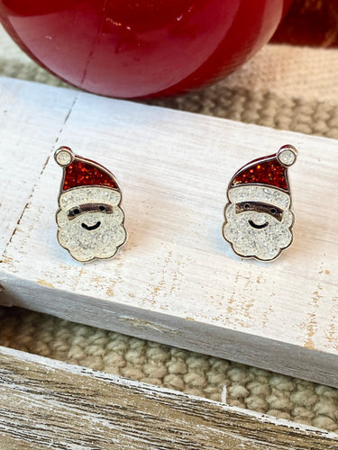 Sparkly Santa Stud Earrings - Stardust & Moonstone